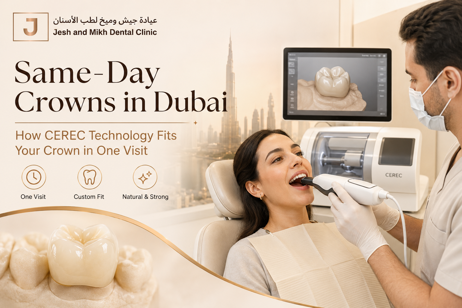 Same-Day Crowns in Dubai — How CEREC Technology Fits Your Crown in One Visit